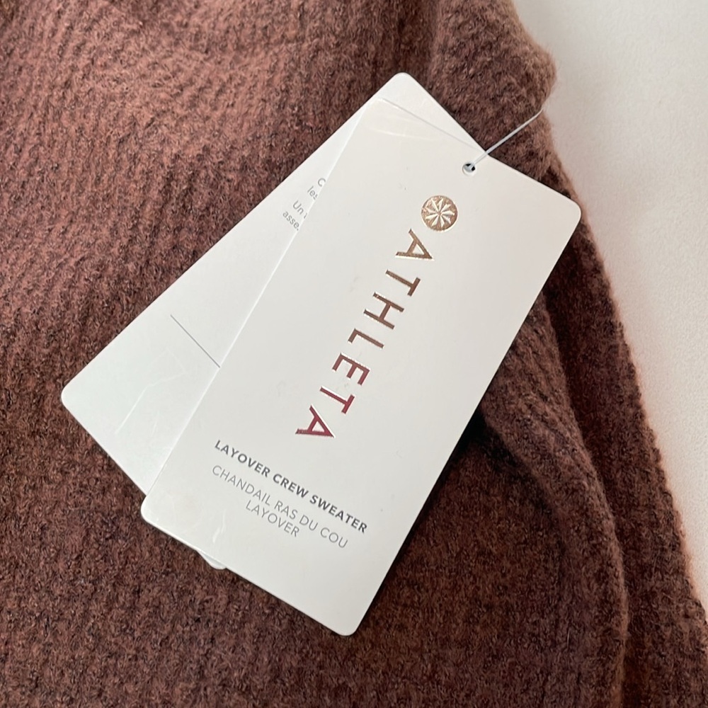 🆕 Athleta Layover Merino Wool Blend Crew Sweater, Chocolate, Size 3X - Picture 8 of 10